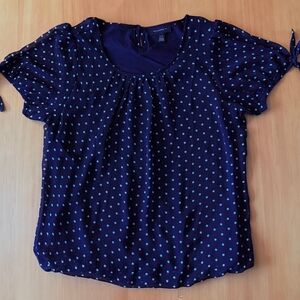 Elegant Navy Polka Dot Blouse